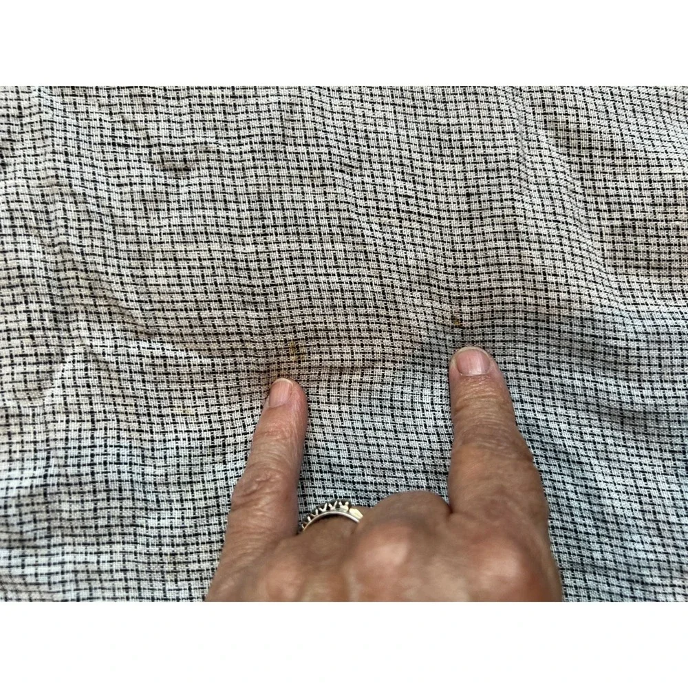 Crate & Barrel Aire Natural Hemp‎ Ink Black Reverse Grid Twin Duvet Cover